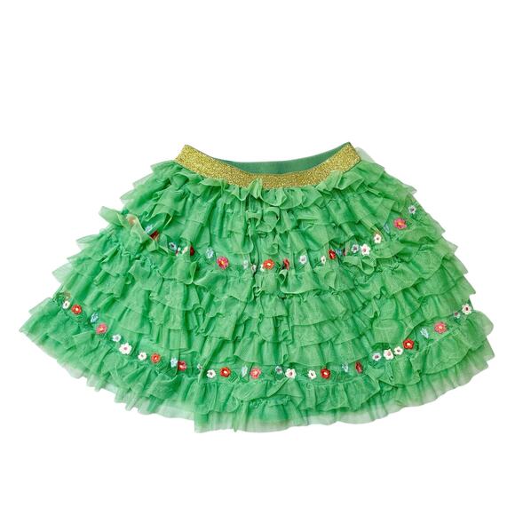 Mini Boden Embroidered Floral Tulle Ruffle Skirt Size 6/7 - Picture 1 of 5